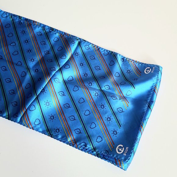 100% silk blue long scarf - Picture 3 of 4